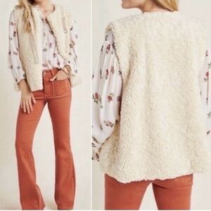 Anthropologie Cream Sherpa Vest